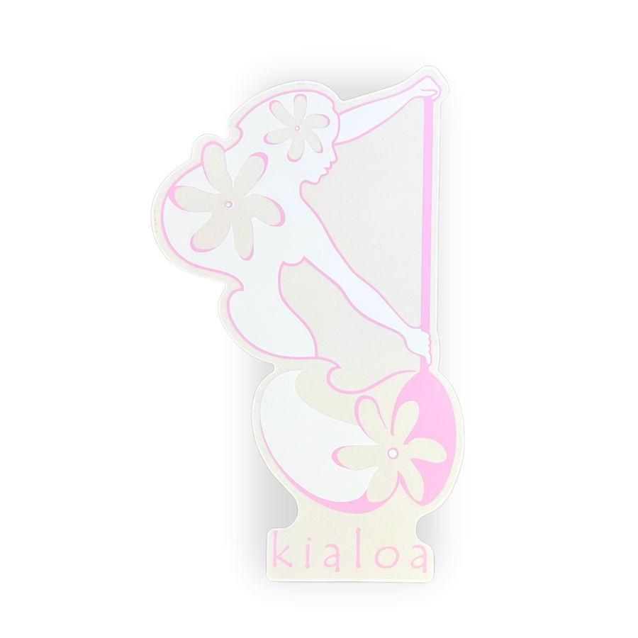 KIALOA SUP Woman Vinyl Sticker - White/Pink