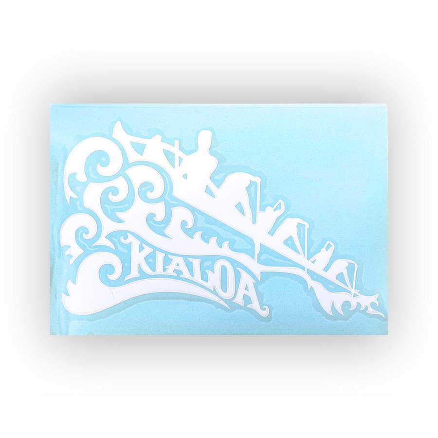 KIALOA 6 Man Outrigger Vinyl Sticker - White (Closeout)